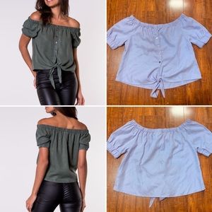 Urban Outfitters Noisy May Off Shoulder Tie Shirt